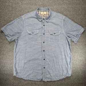 Woolrich Chambray Button Down Shirt Casual Short Sleeve Cotton Summer‎ XL